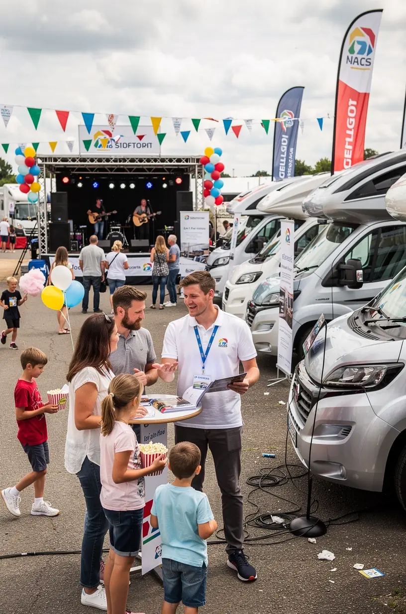 Инструктор показывает туристам основы настройки интерьера кемпера для комфортного путешествия по США